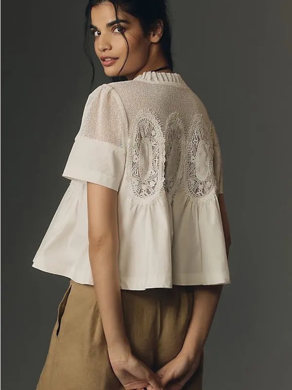 Anthropologie En Elly Iris poplin lace top